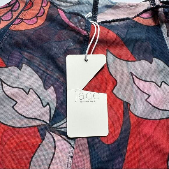 Johnny Was Jade Jaylin Floral Mesh Long-Sleeve T-Shirt Size Small NWT - Picture 4 of 7